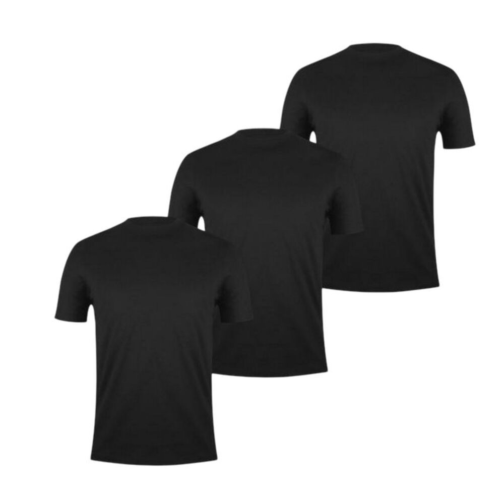 Donnay Mens Plain Crew Neck T-Shirt (Pack of 3) / Black
